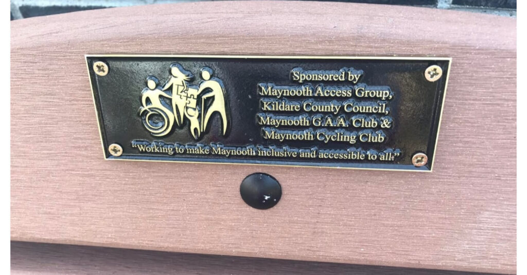 Accessible seating in Maynooth plaque .