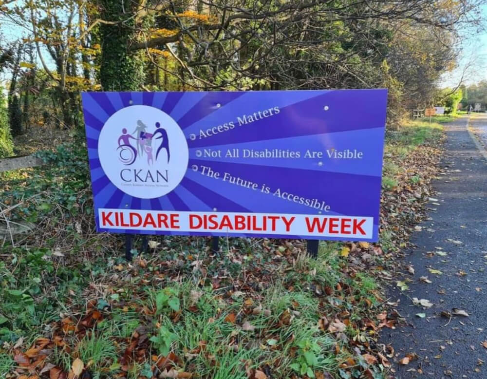 Kildare Disability Week road sign .